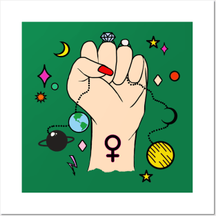Women with Universe in Hands Posters and Art